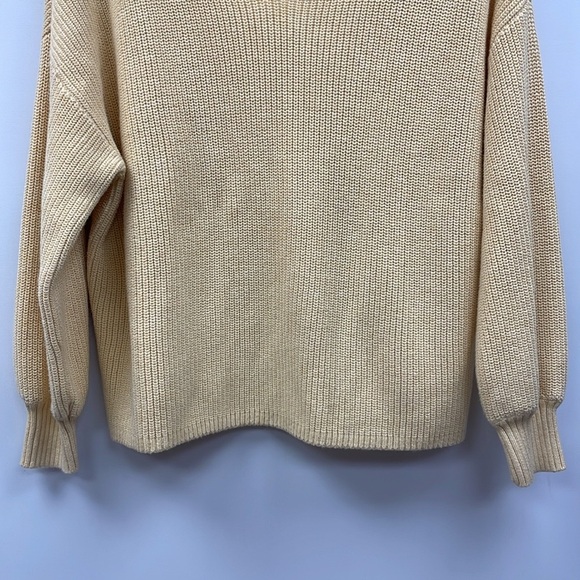 Ann Taylor LOFT Ribbed Knit V-Neck Slouchy Pullover Sweater Yellow Large - Picture 4 of 8